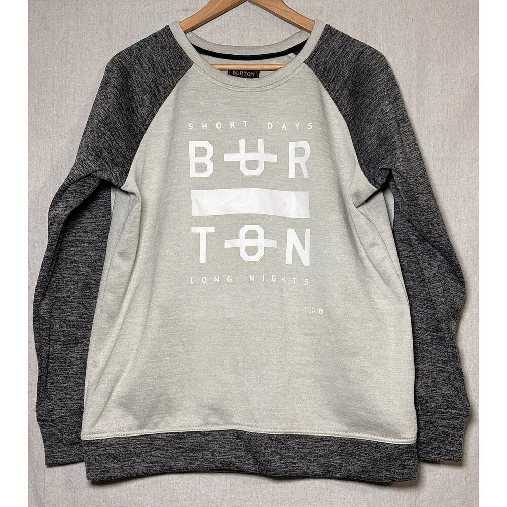Burton Sweatshirt Mens Large Gray Fleece Warm‎ Dryride Pullover Snowboarding